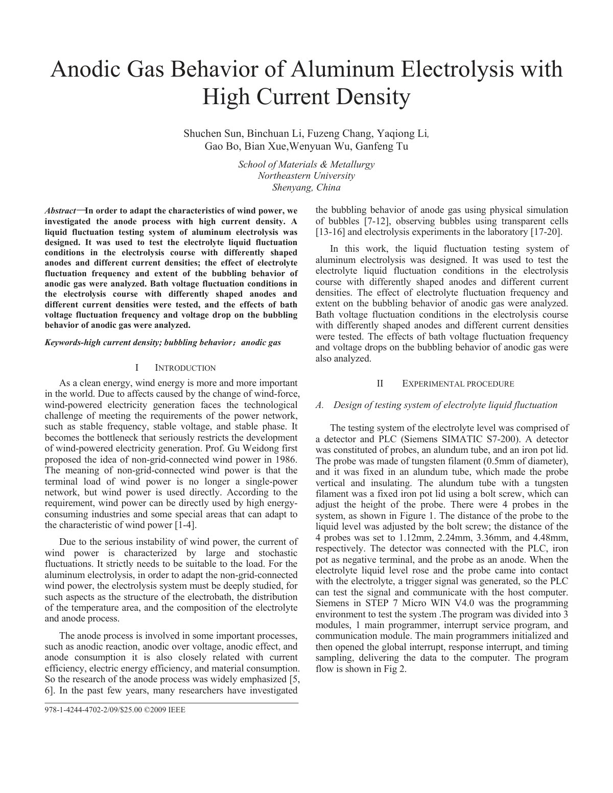 First page of Anodic Gas Behavior of Aluminum Electrol