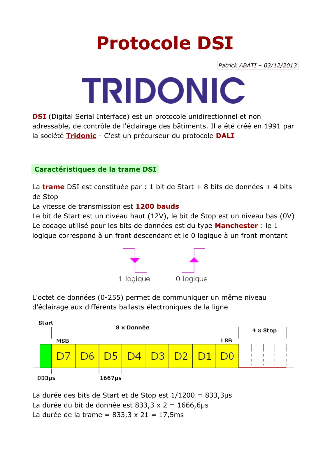 First page of protocole dsi