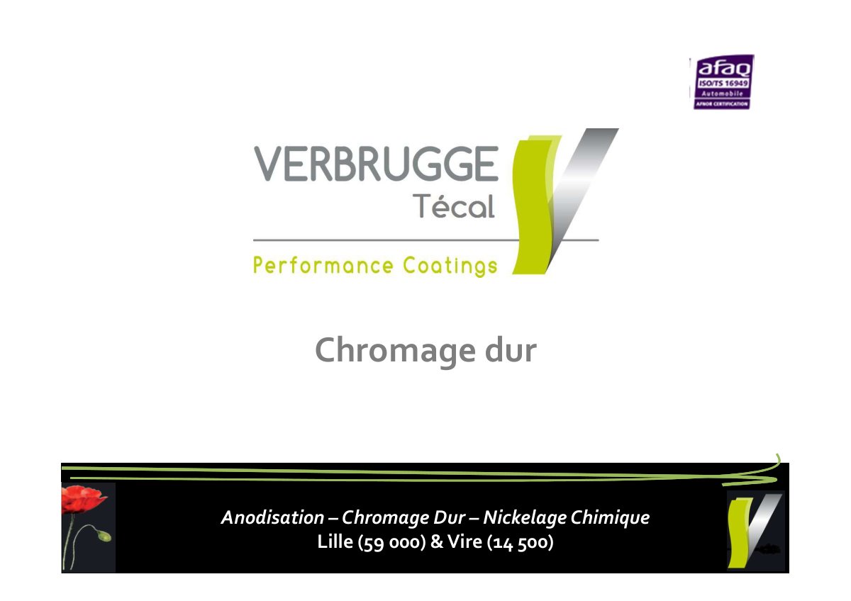 First page of Anodisation – Chromage Dur – Nickelage Chimique