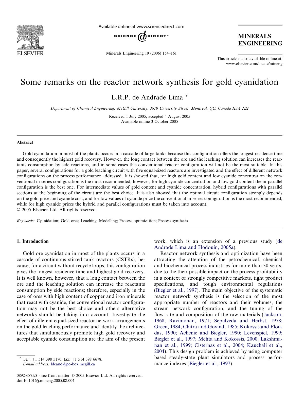 First page of Some remarks on the reactor network synt
