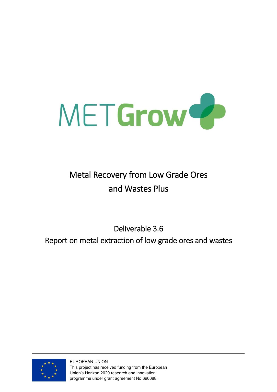 First page of Metal Recovery from Low Grade Ores and W