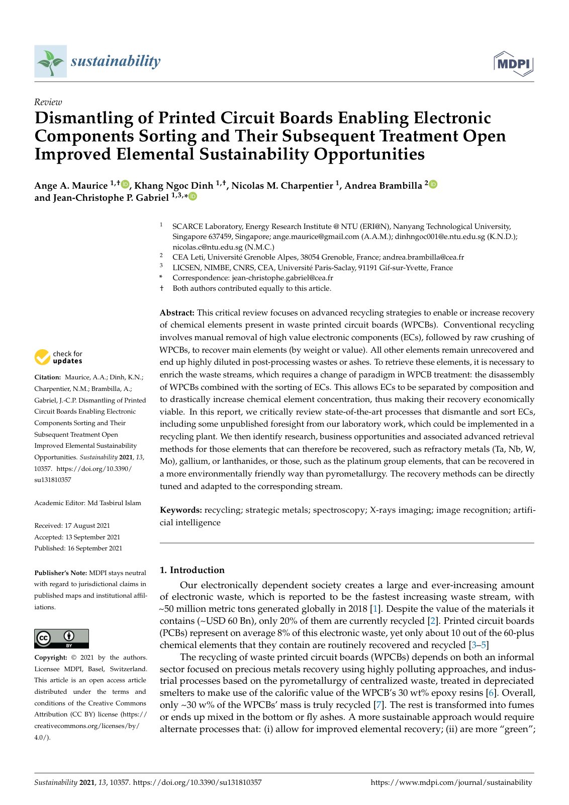 First page of Dismantling of Printed Circuit Boards En