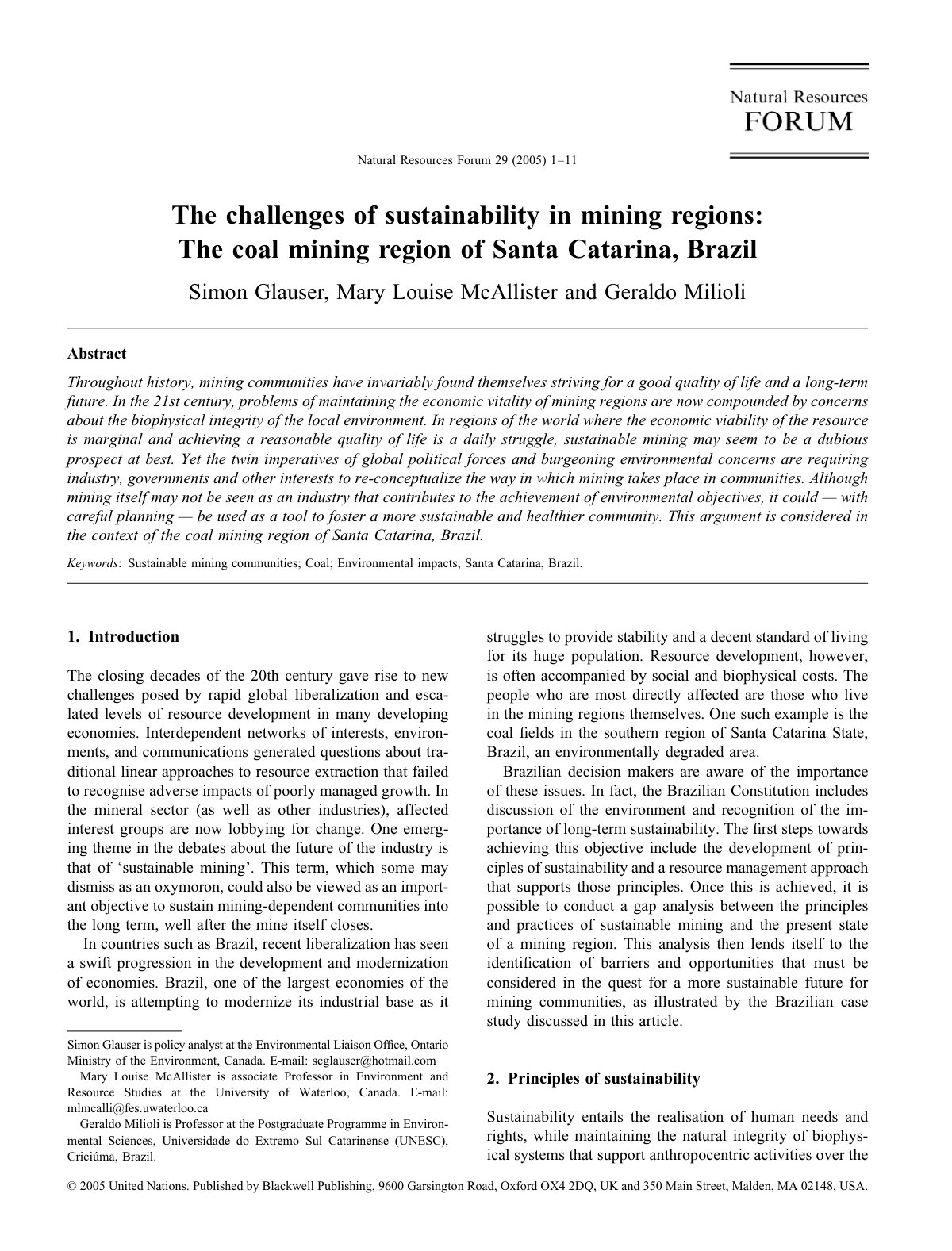 First page of The challenges of sustainability in mini