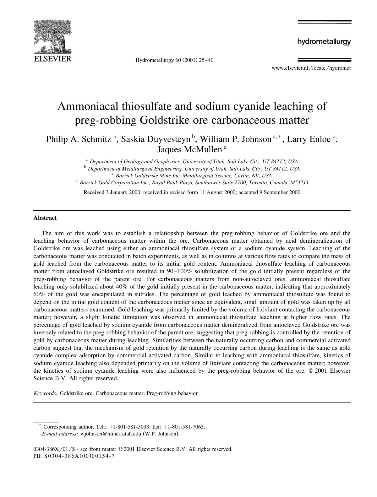 First page of Ammoniacal thiosulfate and sodium cyanid