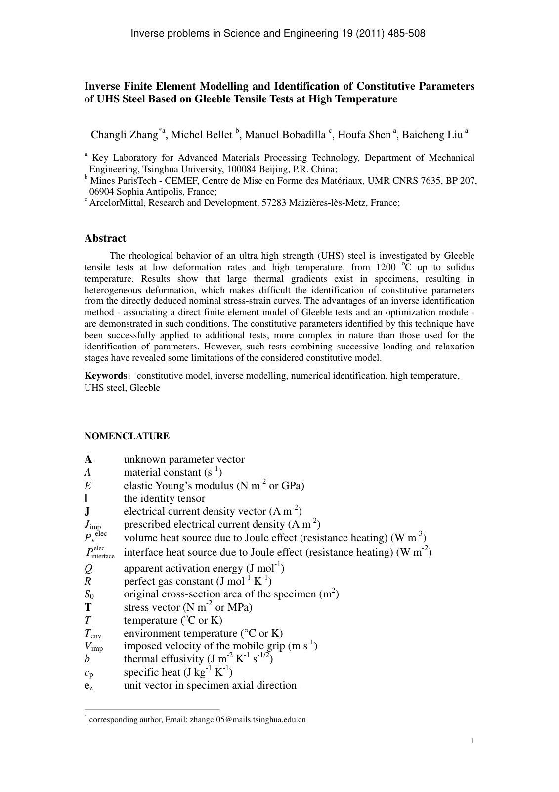 First page of Inverse finite element modelling and ide