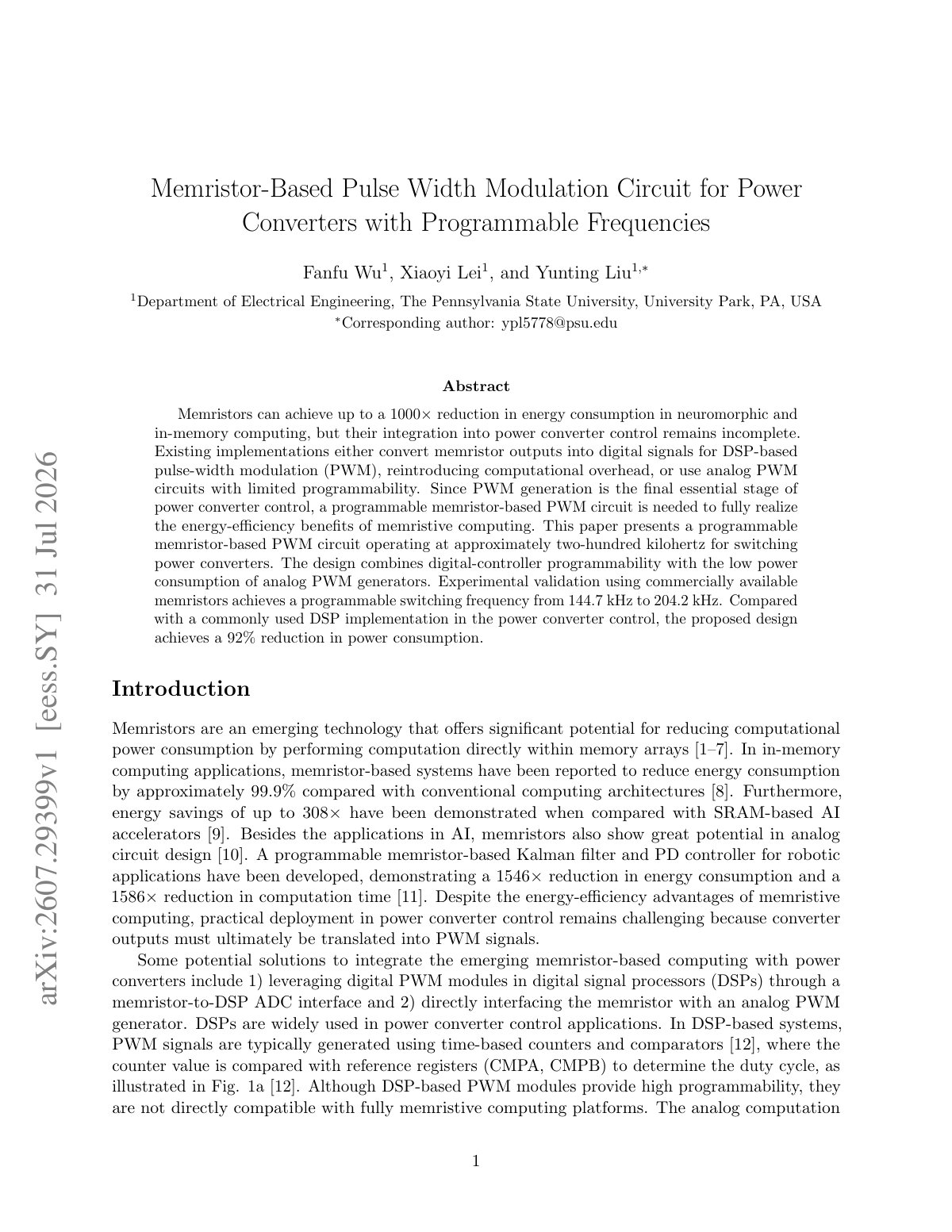 First page of 2026 Wu Memristor PWM Power Converters (1)
