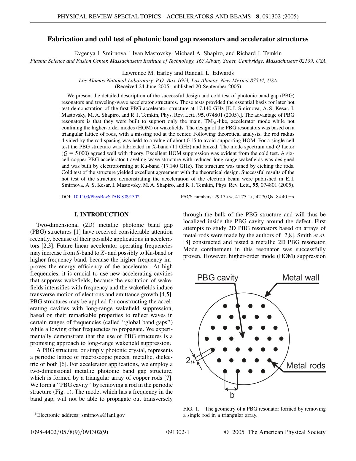 First page of Fabrication and cold test of photonic ba