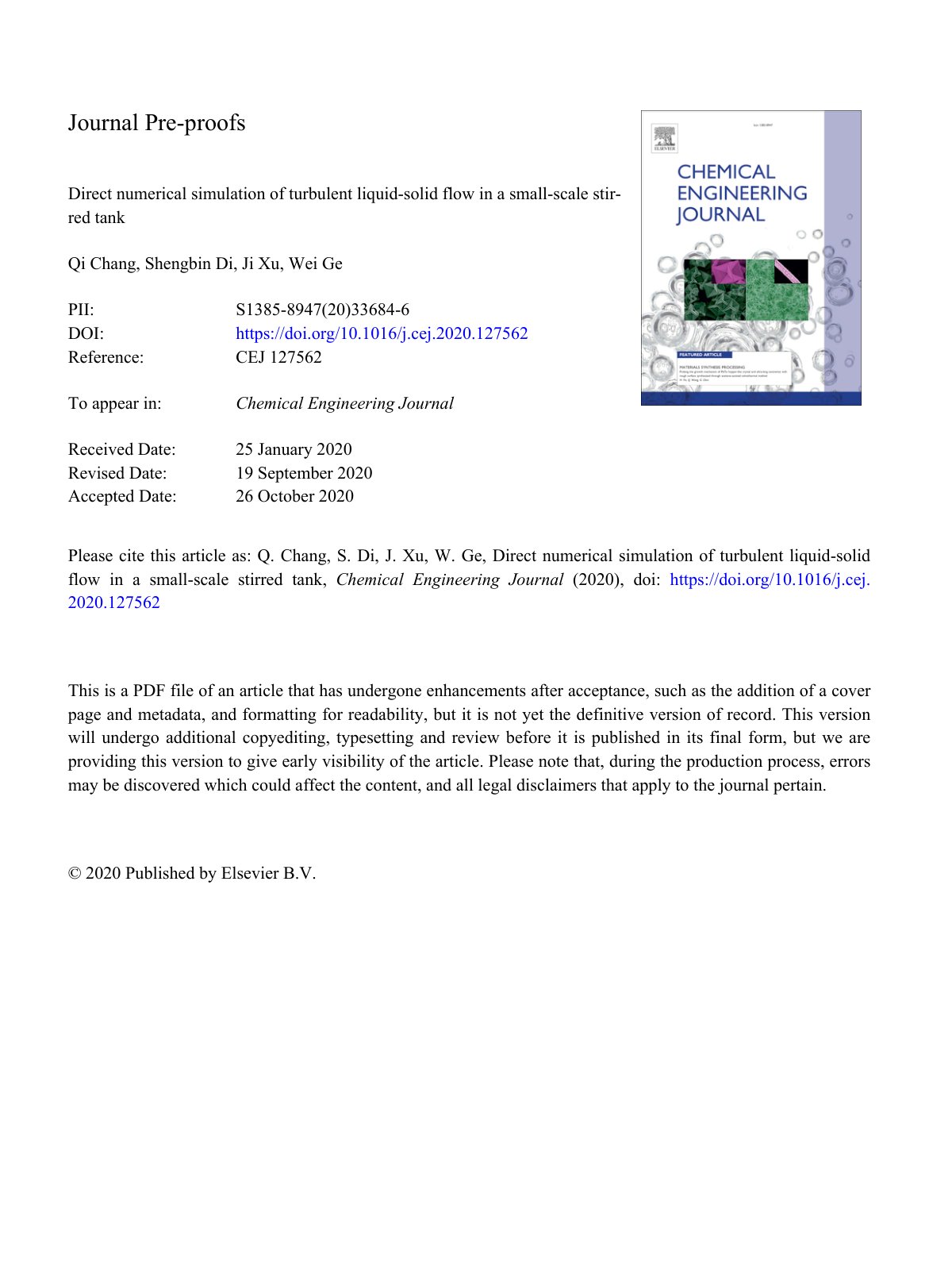 First page of Direct numerical simulation of turbulent