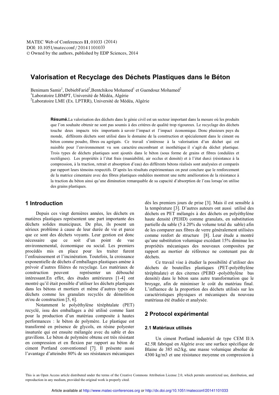 First page of Valorisation et Recyclage des Dechets Pl