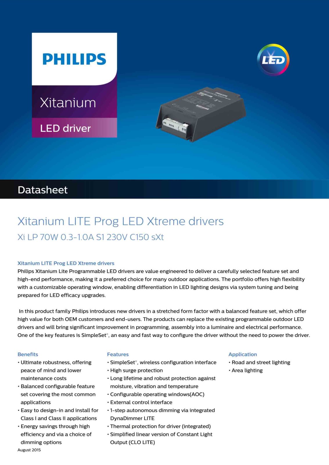 First page of Xi LP 70W 0.3-1.0A S1 230V C150 sXt
