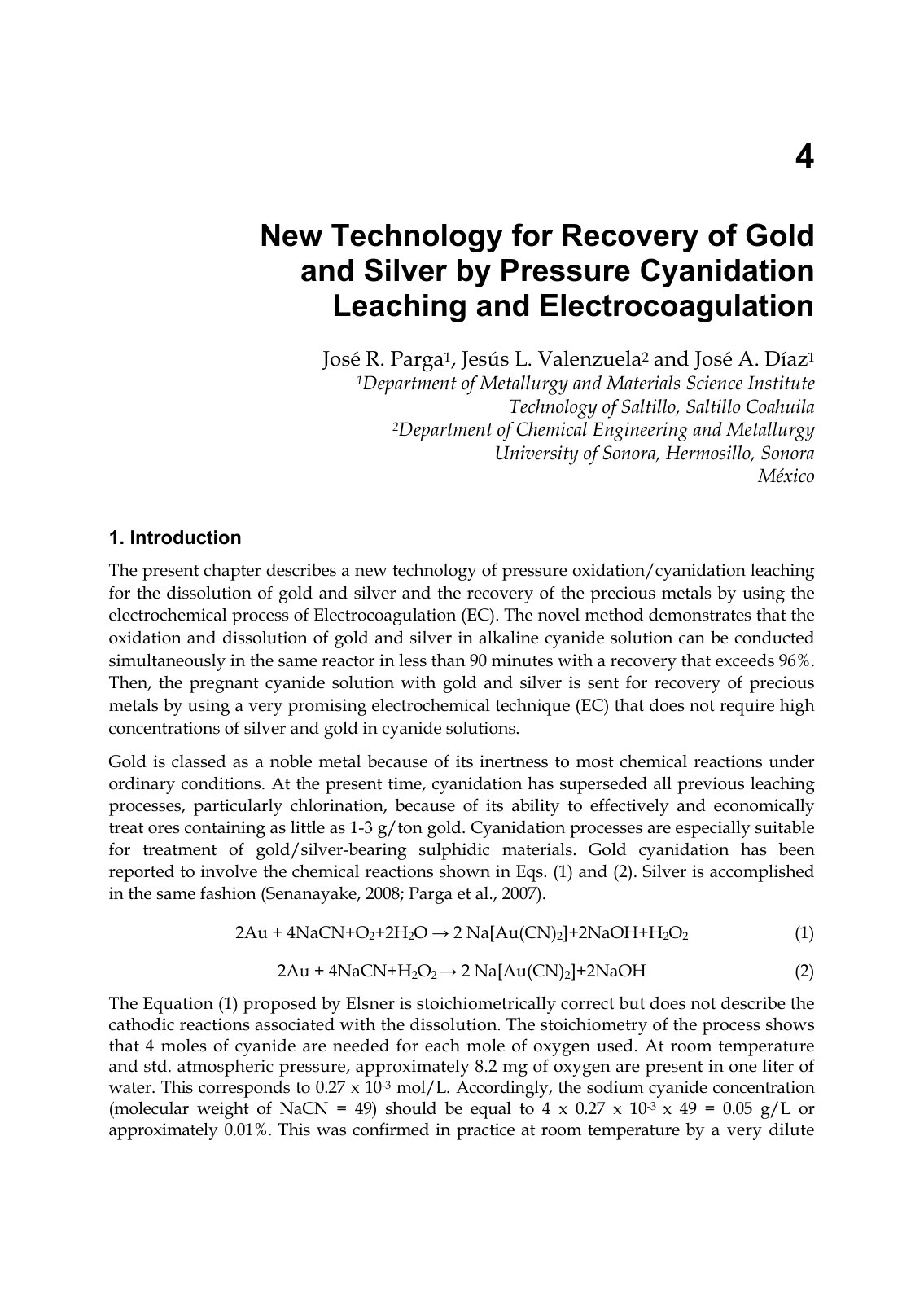First page of New Technology for Recovery of Gold and