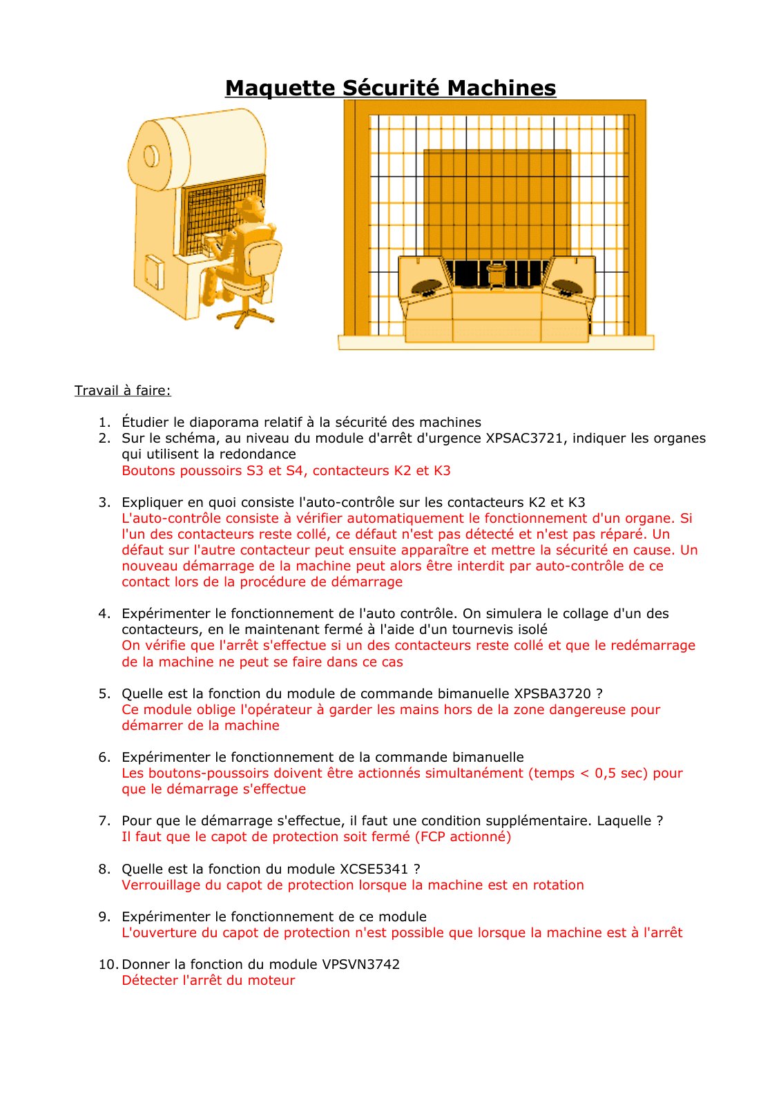 First page of securite machines corrige