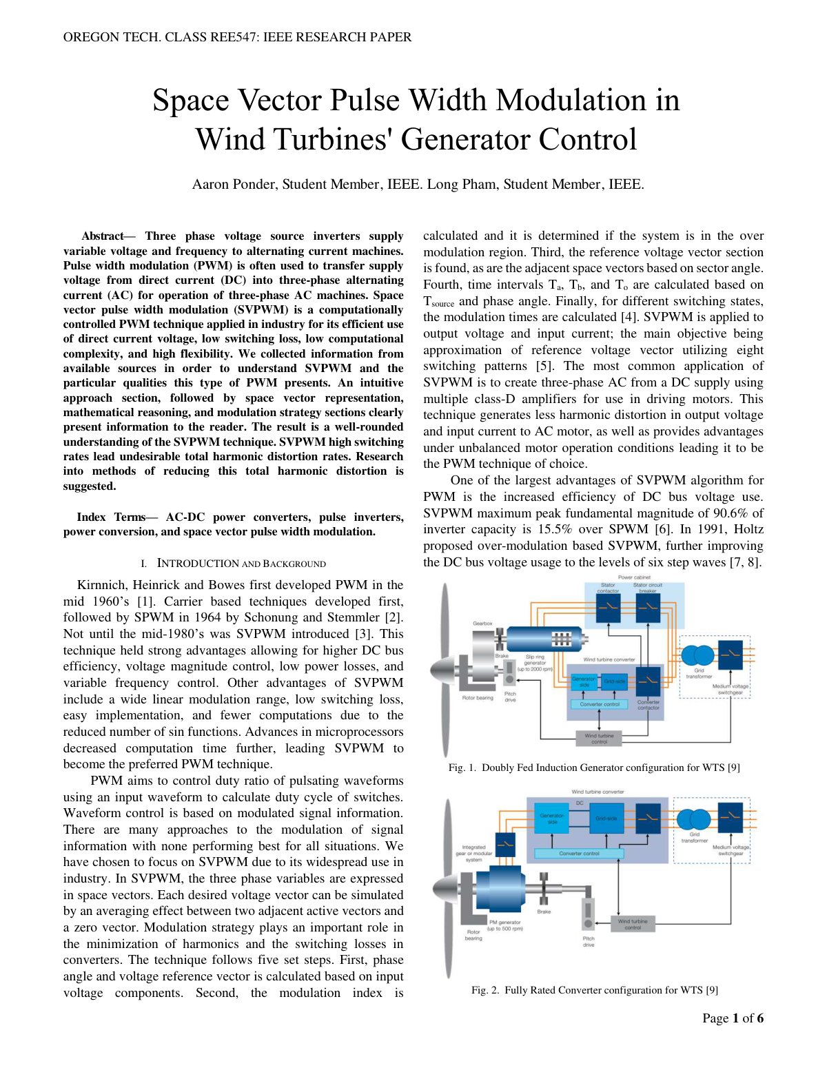 First page of Space Vector Pulse Width Modulation SVPW