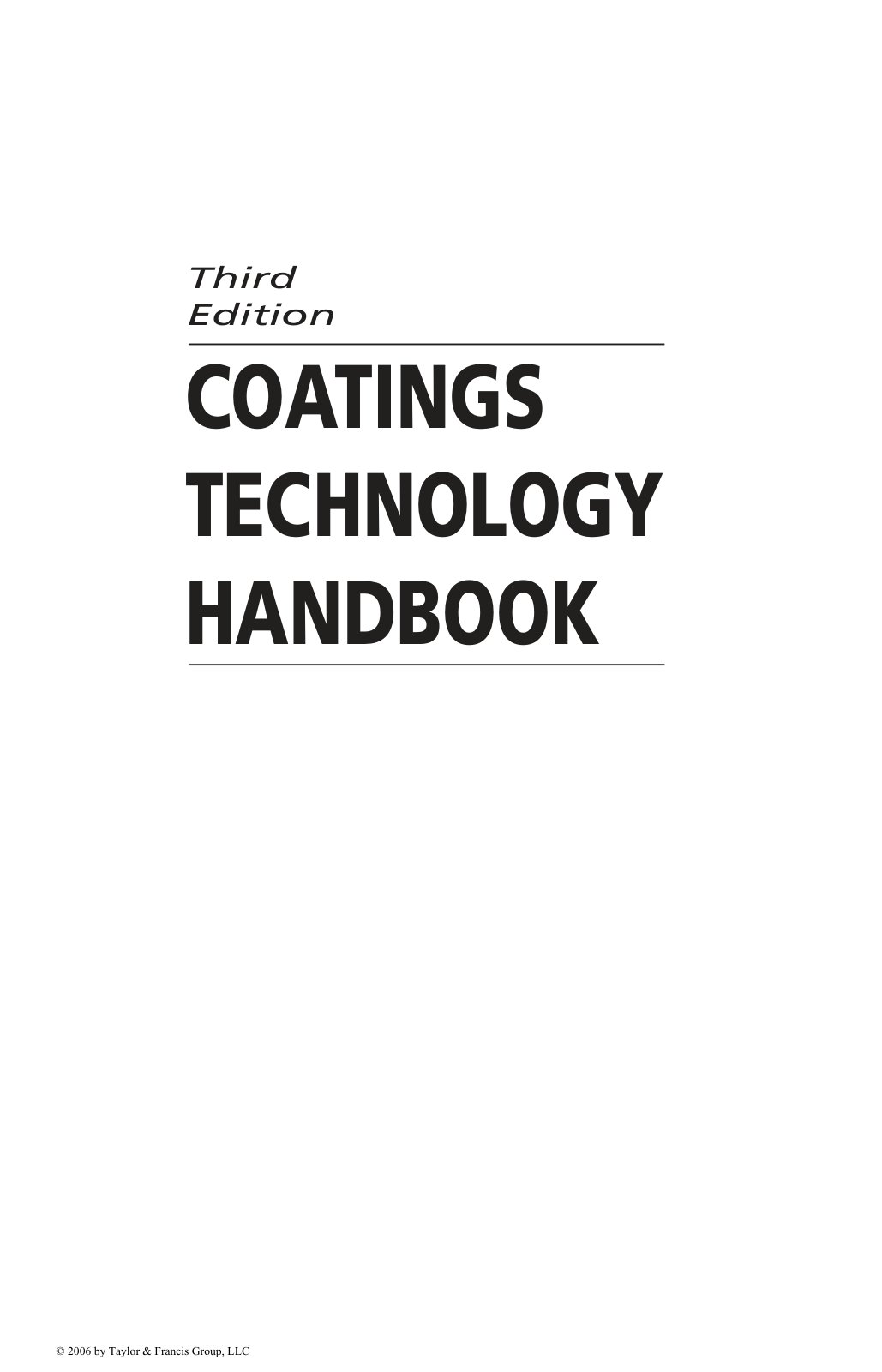 First page of COATINGS TECHNOLOGY HANDBOOK Third Edition