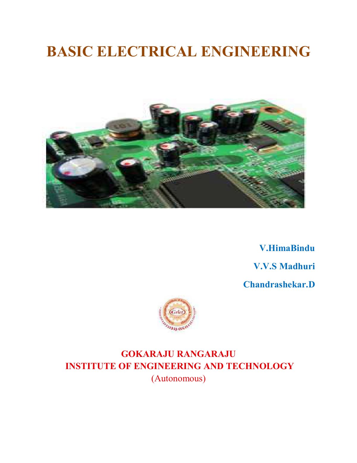 First page of BASIC ELECTRICAL ENGINEERING
