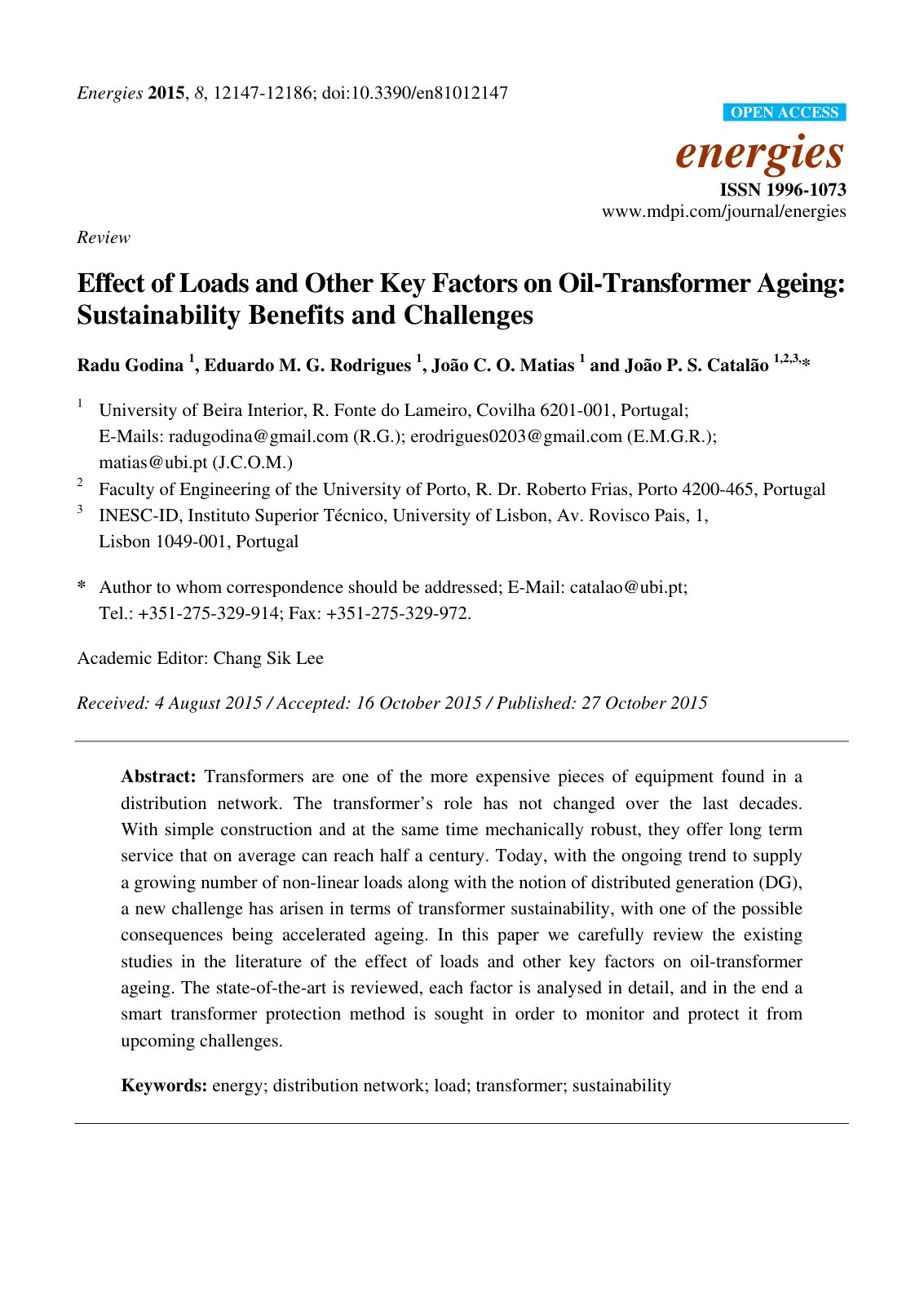 First page of Effect of Loads and Other Key Factors on