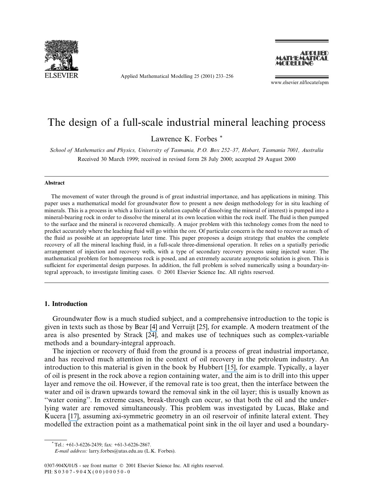 First page of The design of a full scale industrial mi