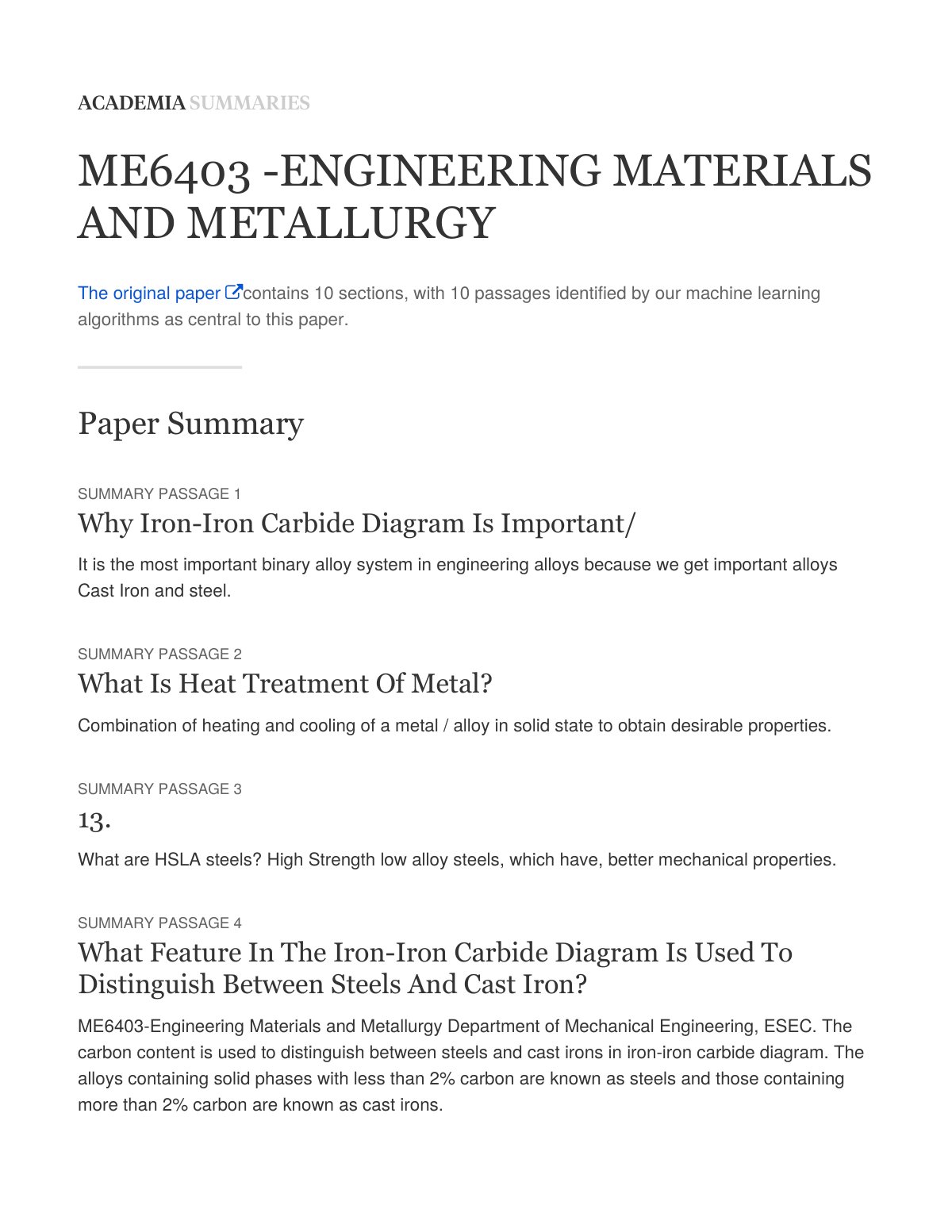 First page of ME6403 - ENGINEERING MATERIALS AND METALLURGY