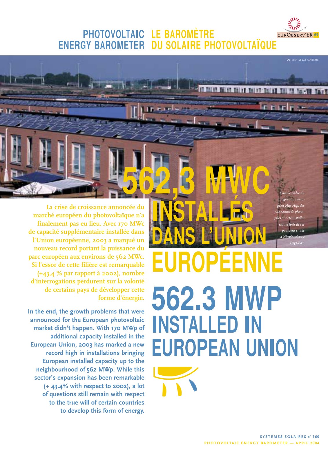 First page of PHOTOVOLTAIC ENERGY BAROMETER — APRIL 2004