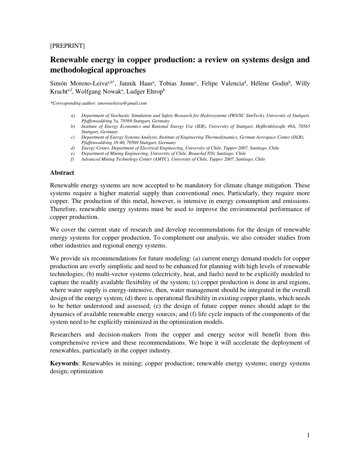 First page of Renewable energy in copper production A