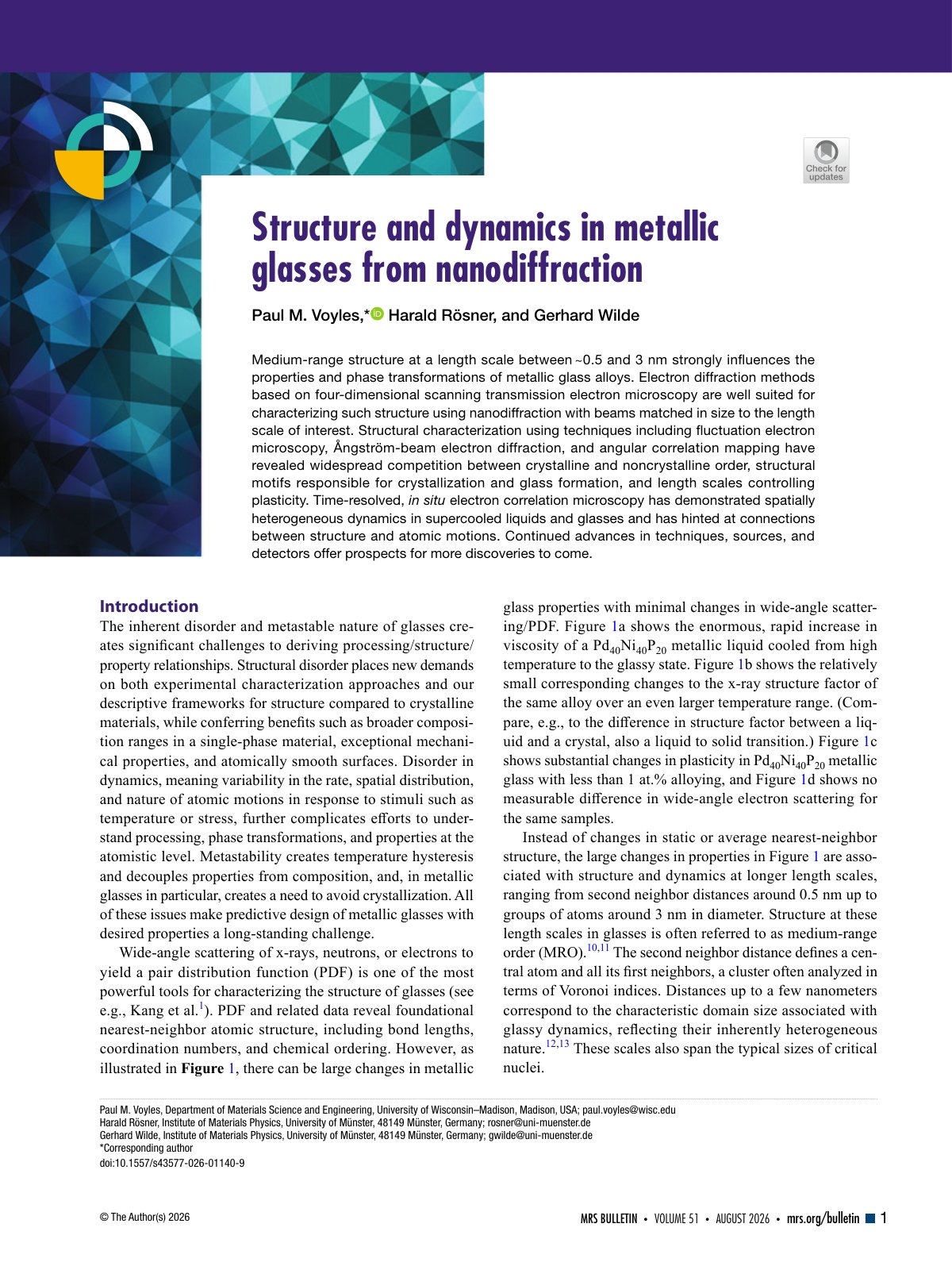 First page of 2026 Voyles Metallic Glass Nanodiffraction