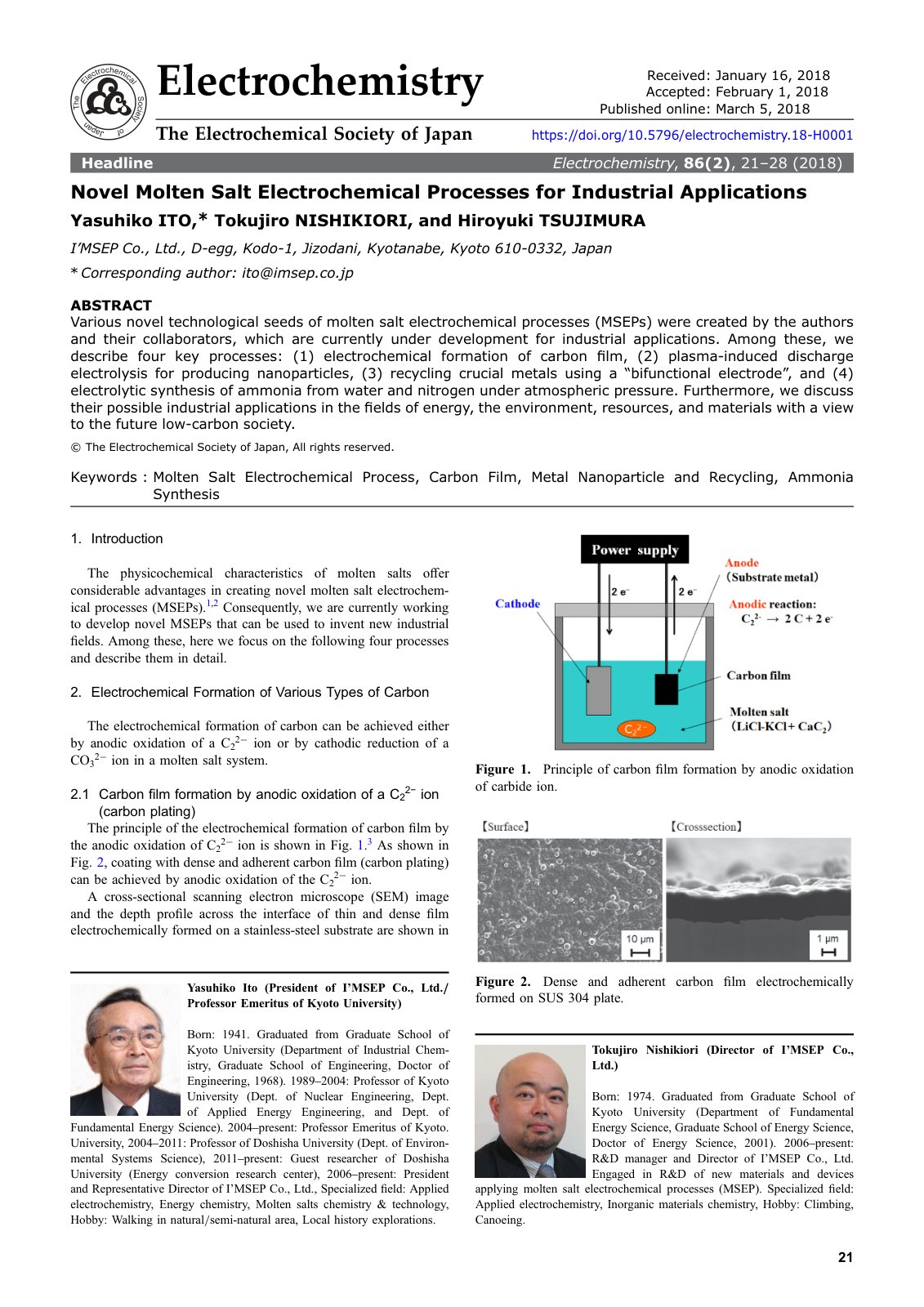 First page of Novel Molten Salt Electrochemical Processes for Industrial Applications