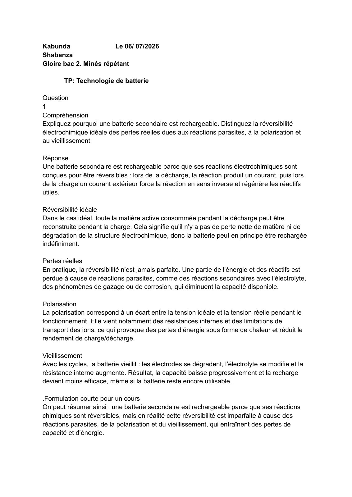 First page of Technologie de batterie (1)
