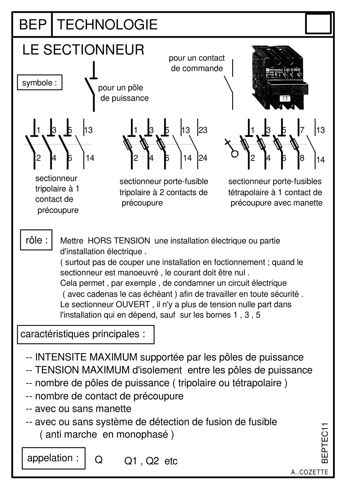 First page of sectionneur