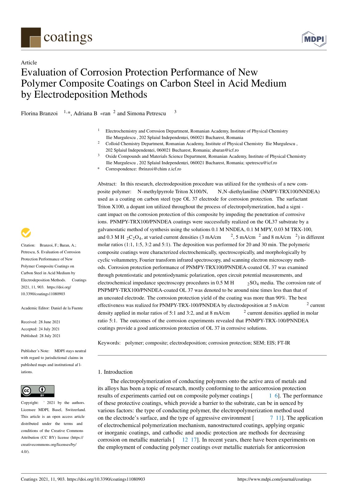 First page of Evaluation of Corrosion Protection Perfo