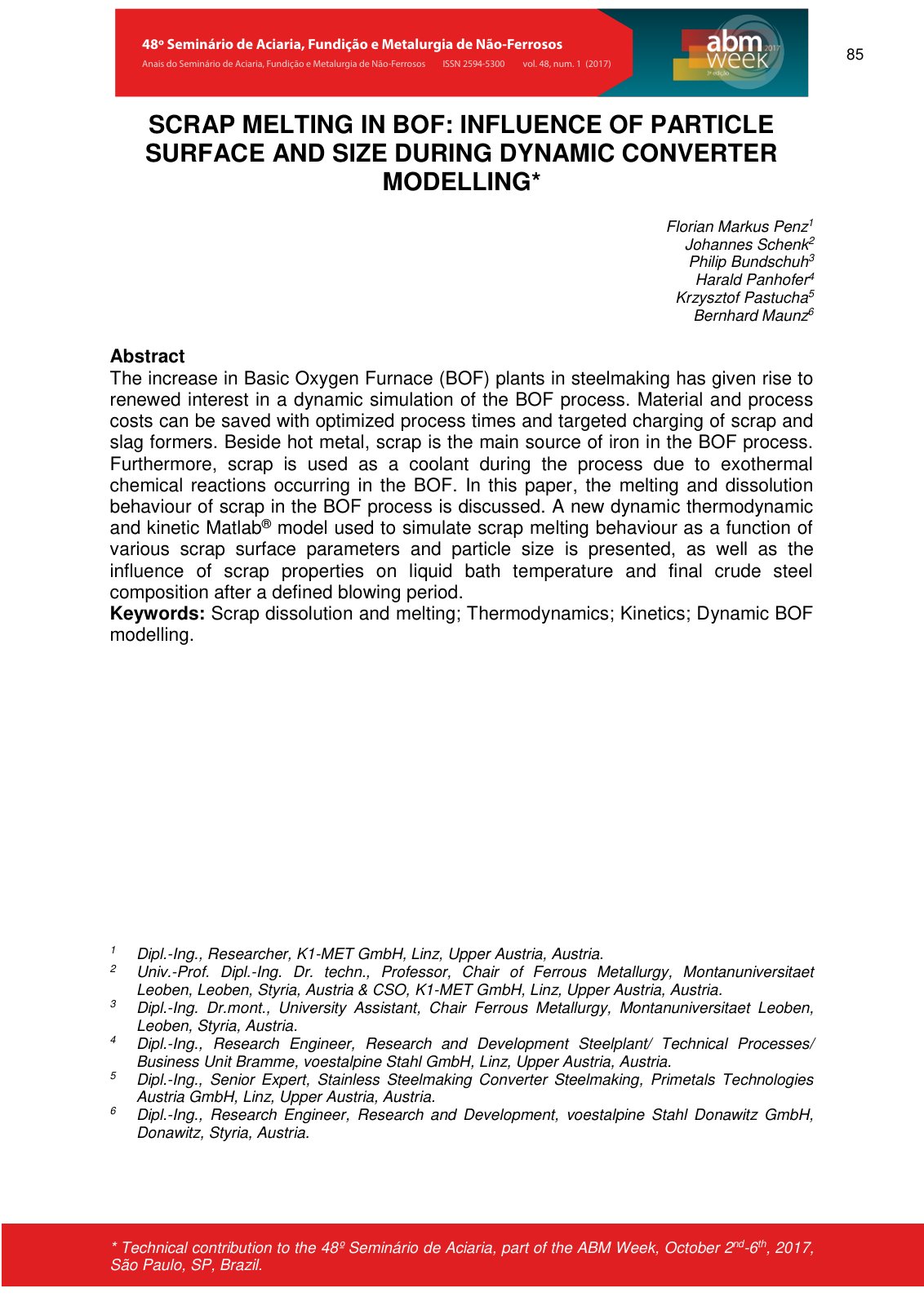 First page of Scrap Melting in BOF: Influence of Particle Surface and Size during Dynamic Converter Modelling