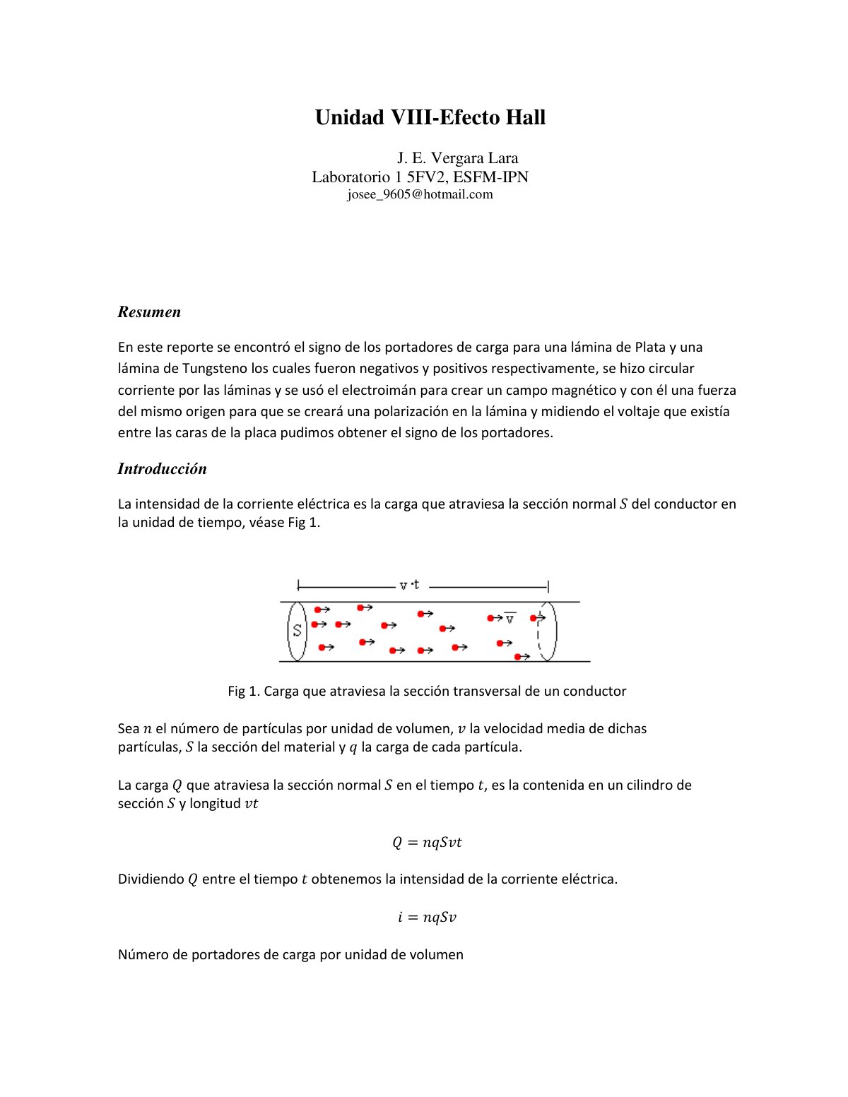 First page of Unidad VIII Efecto Hall