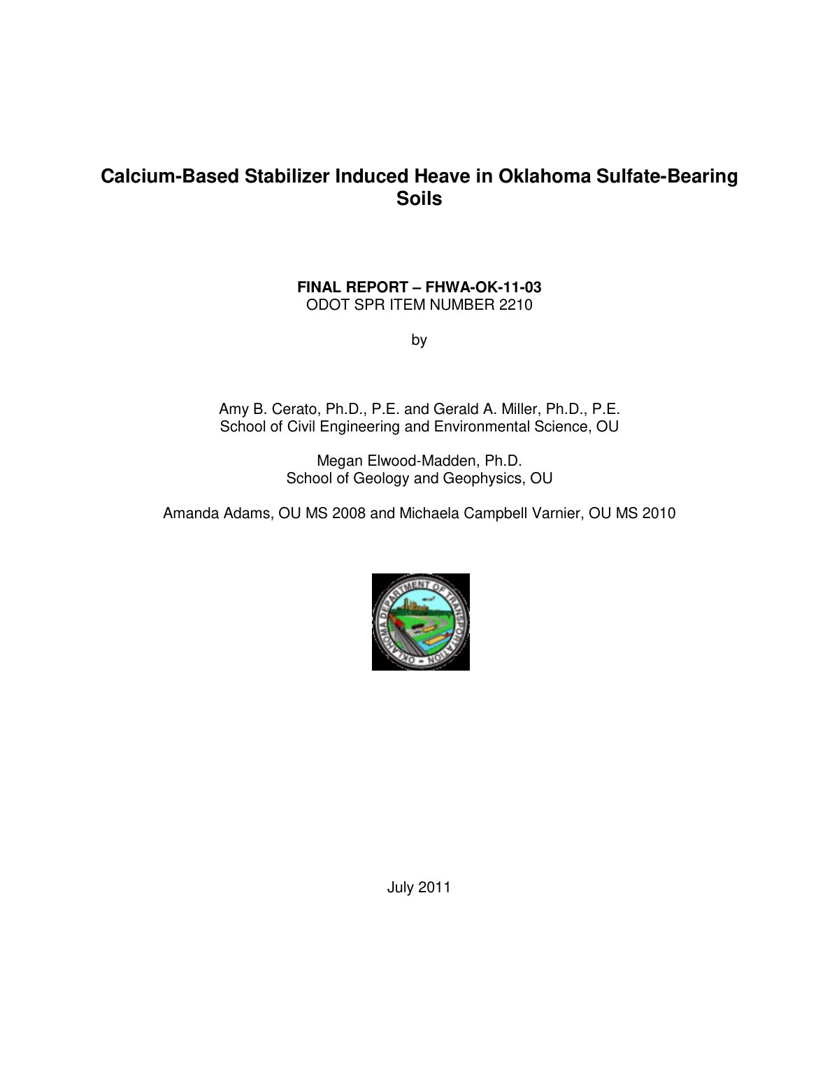 First page of Calcium Based Stabilizer Induced Heave i