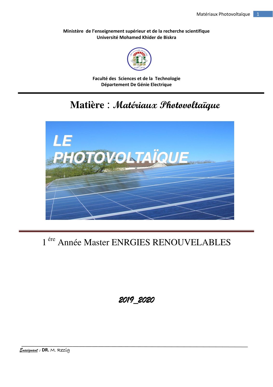 First page of Le photovoltaique  