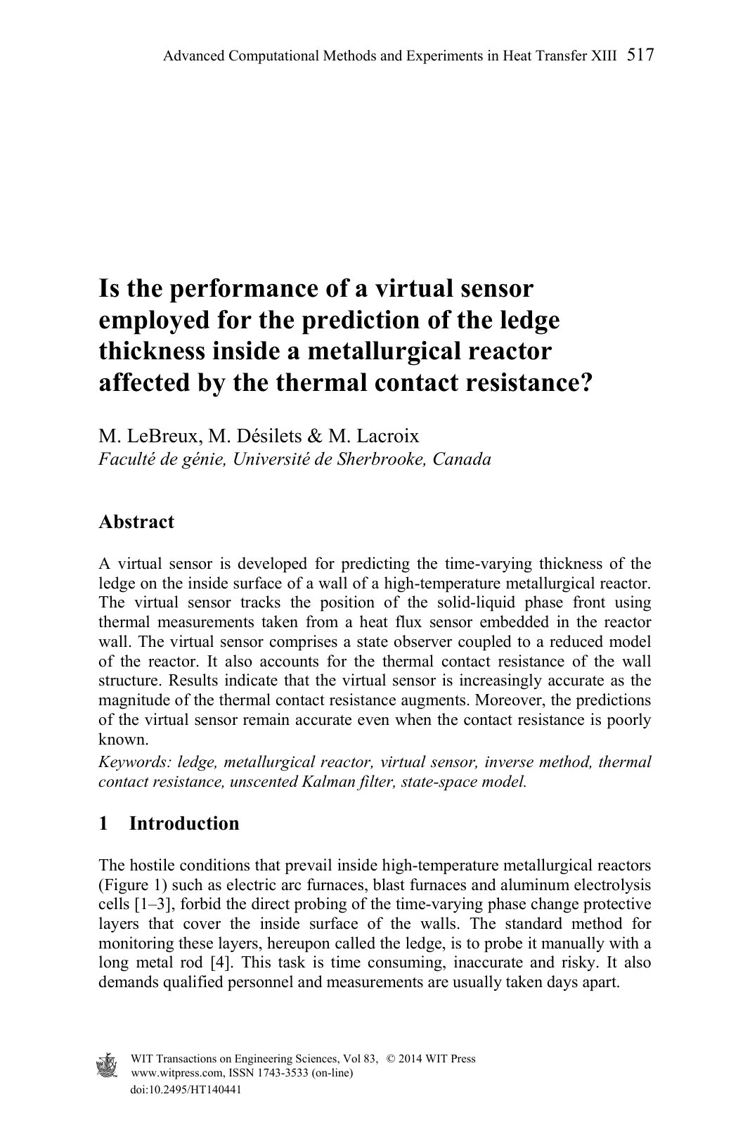 First page of Is the performance of a virtual sensor e