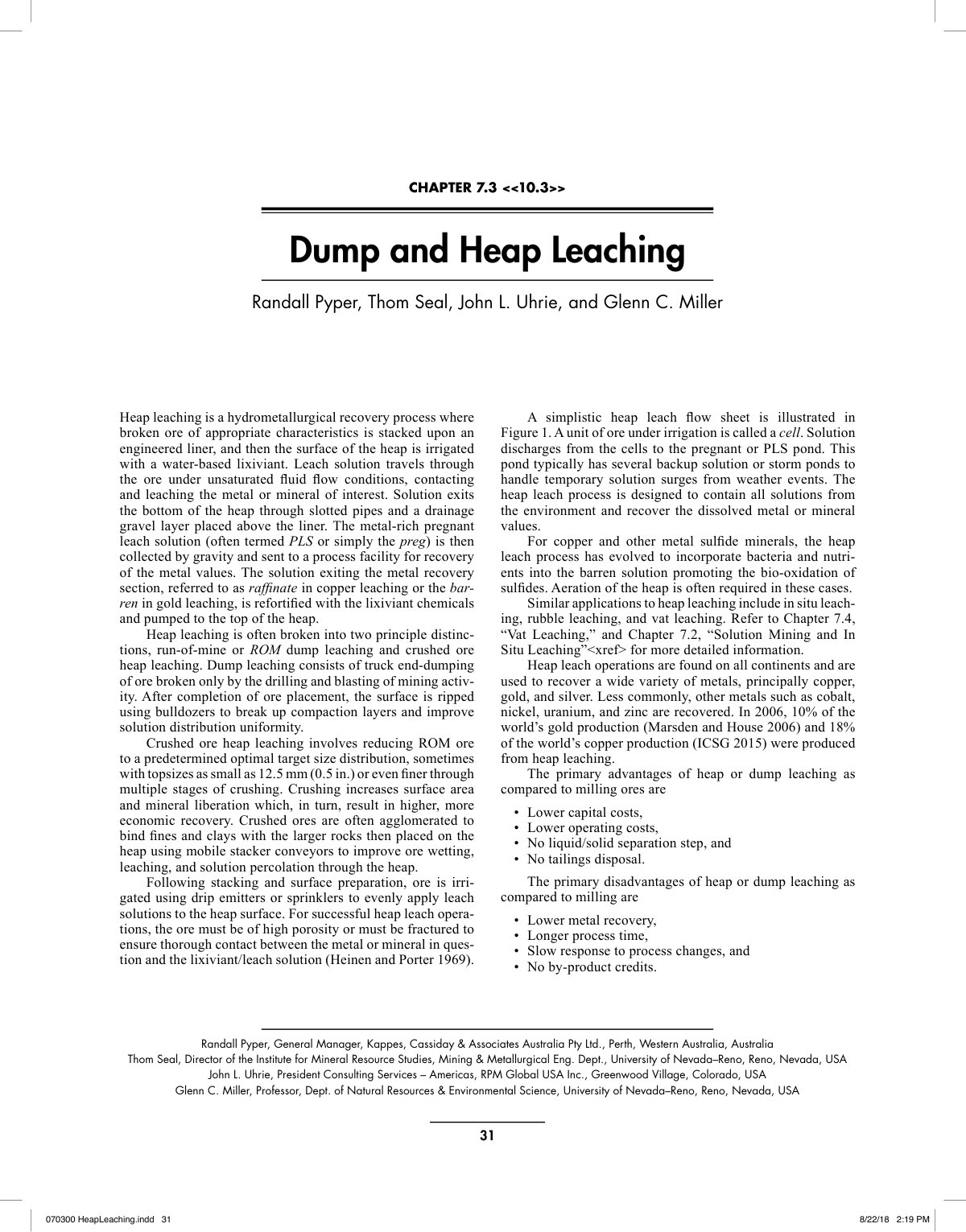 First page of Dump and Heap Leaching