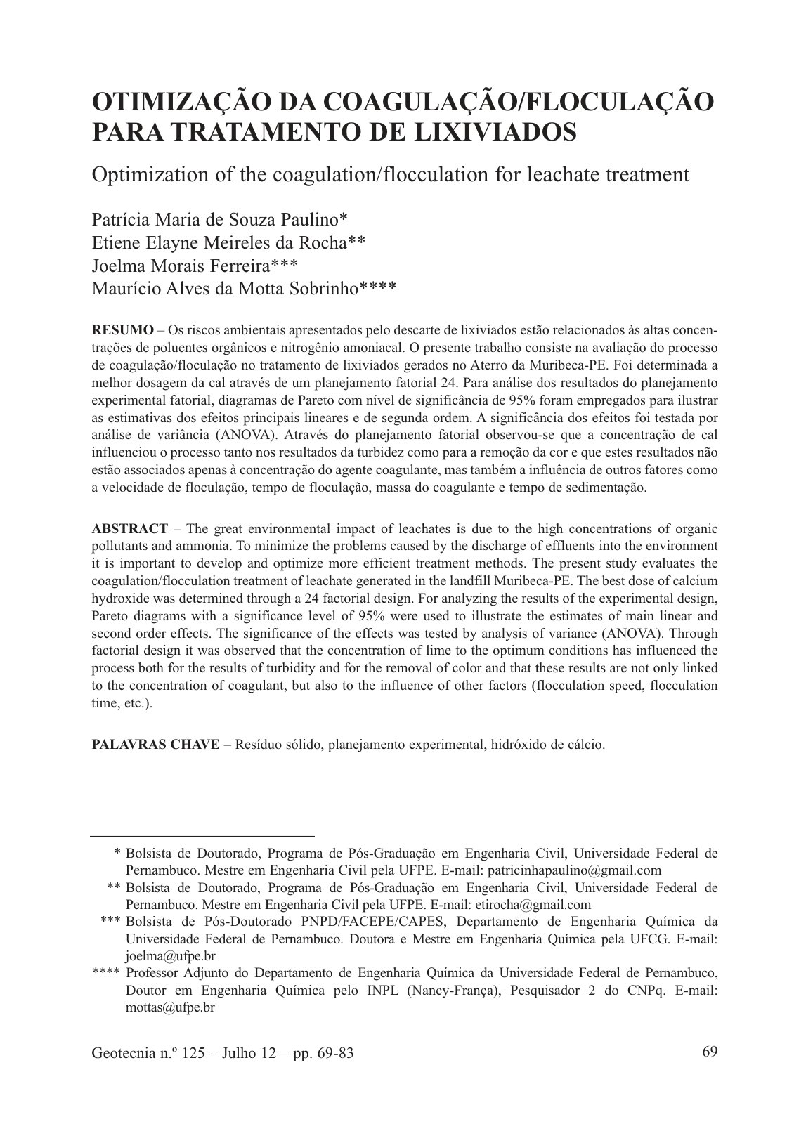 First page of Otimizacao da coagulacao floculacao para