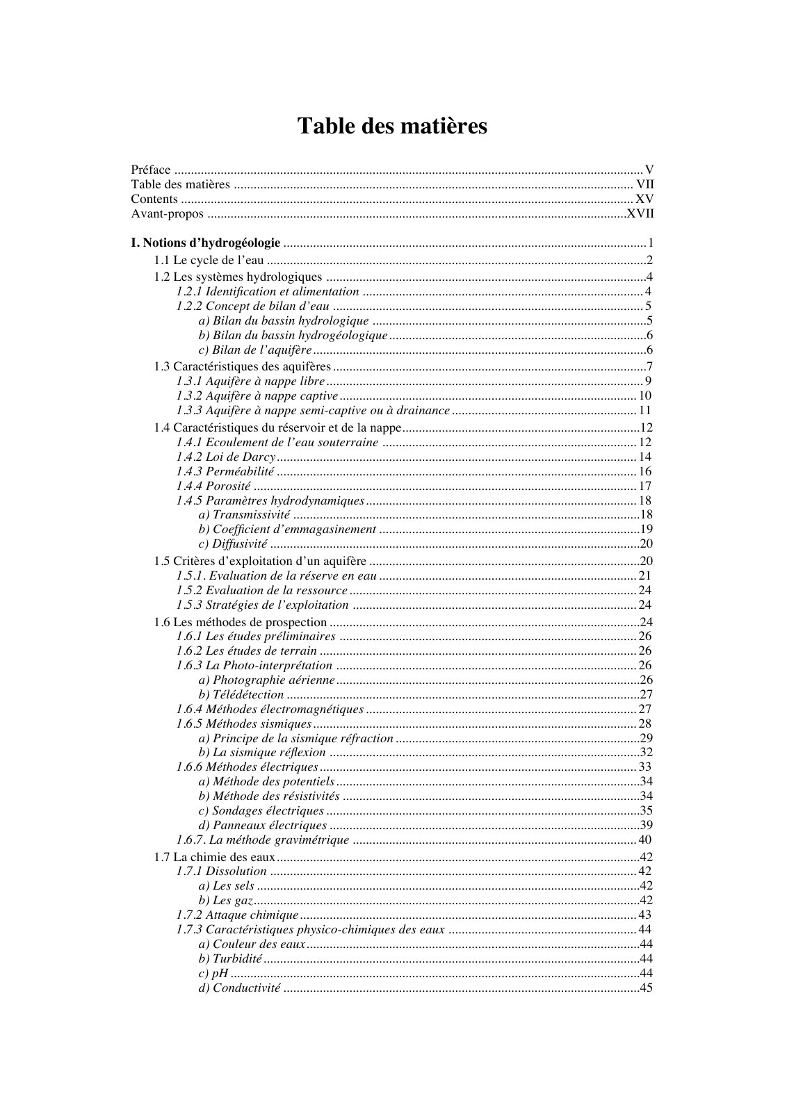 First page of Notions d’hydrogéologie