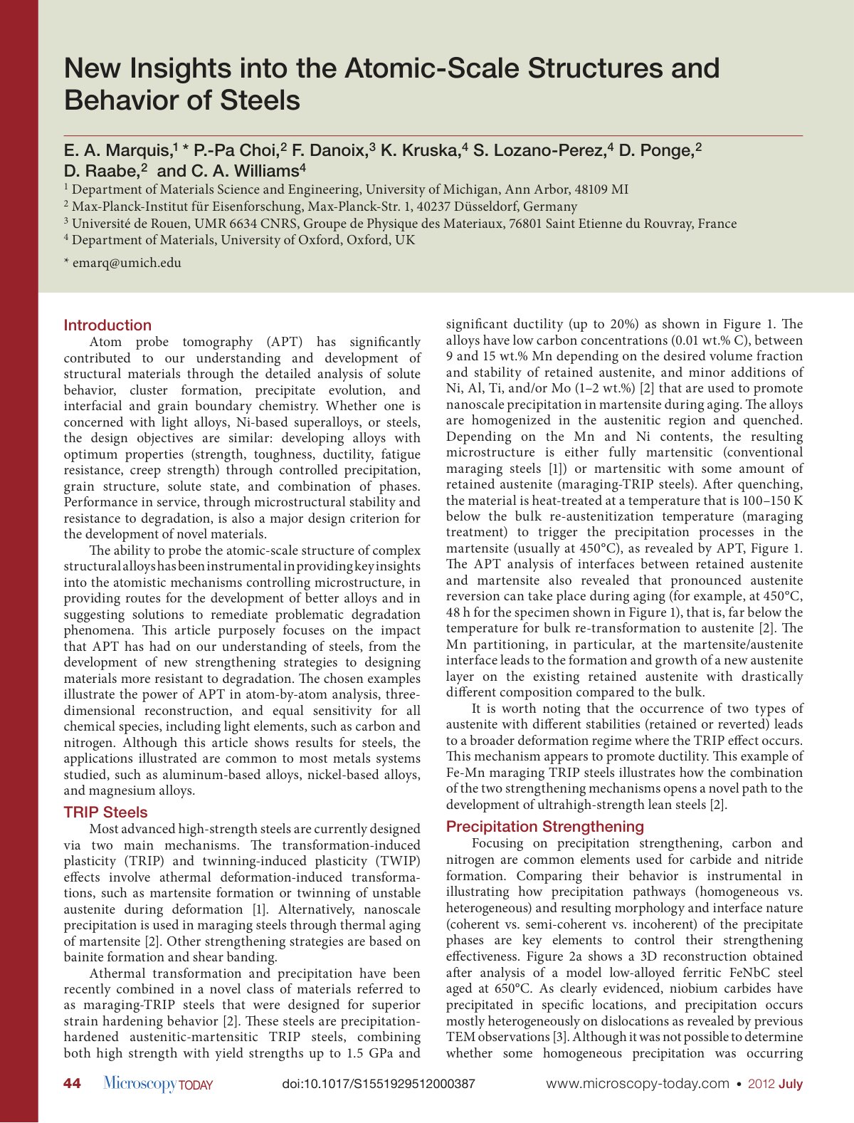 First page of New Insights into the Atomic-Scale Structures and Behavior of Steels
