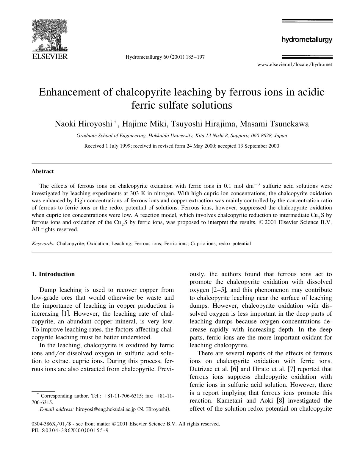 First page of Enhancement of chalcopyrite leaching by