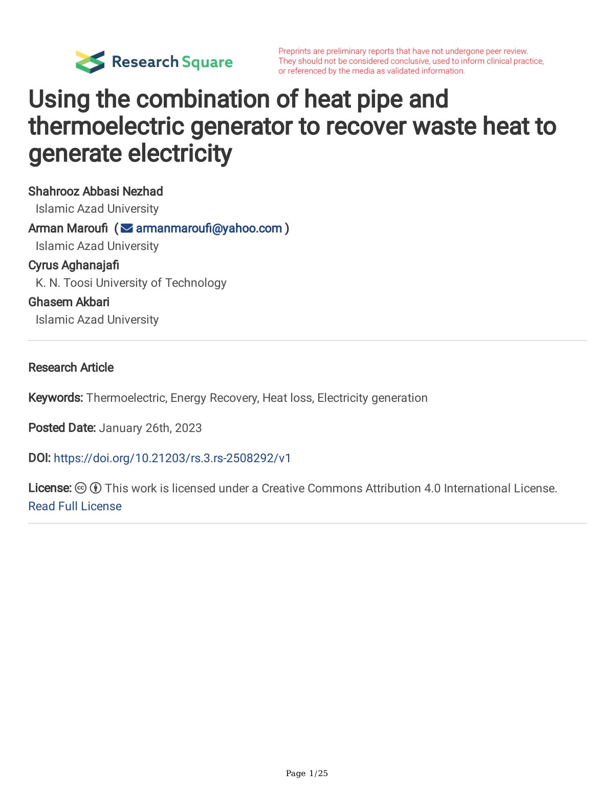 First page of Using the combination of heat pipe and t