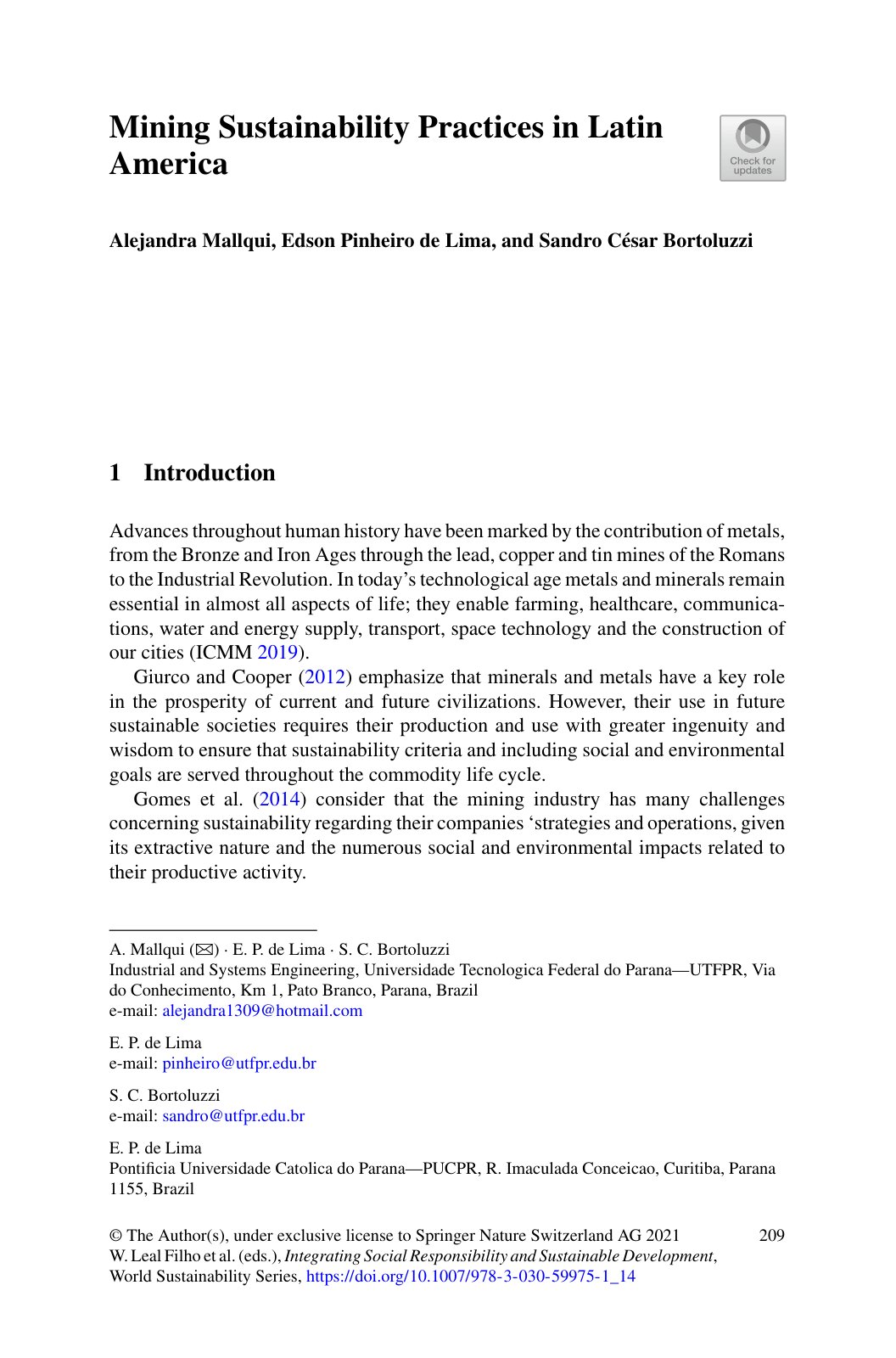 First page of Mining Sustainability Practices in Latin