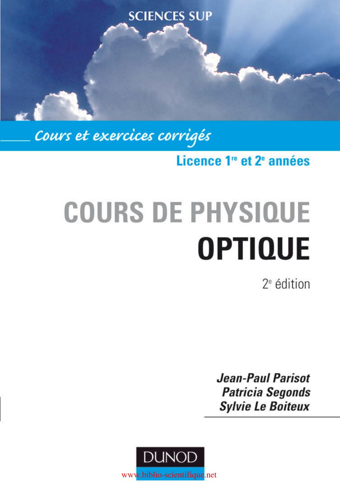 First page of Cours de Physique   Optique