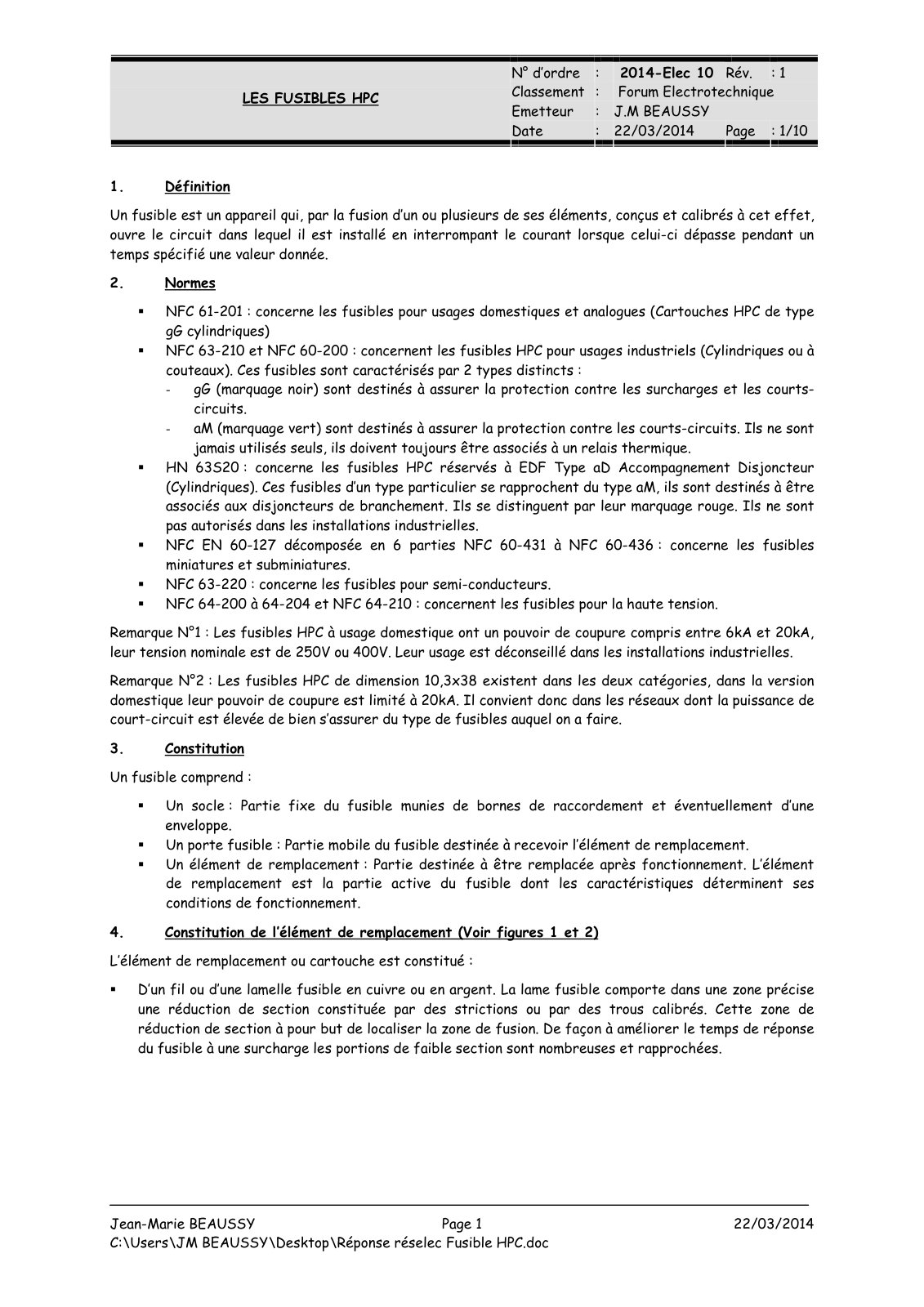 First page of fusible hpc