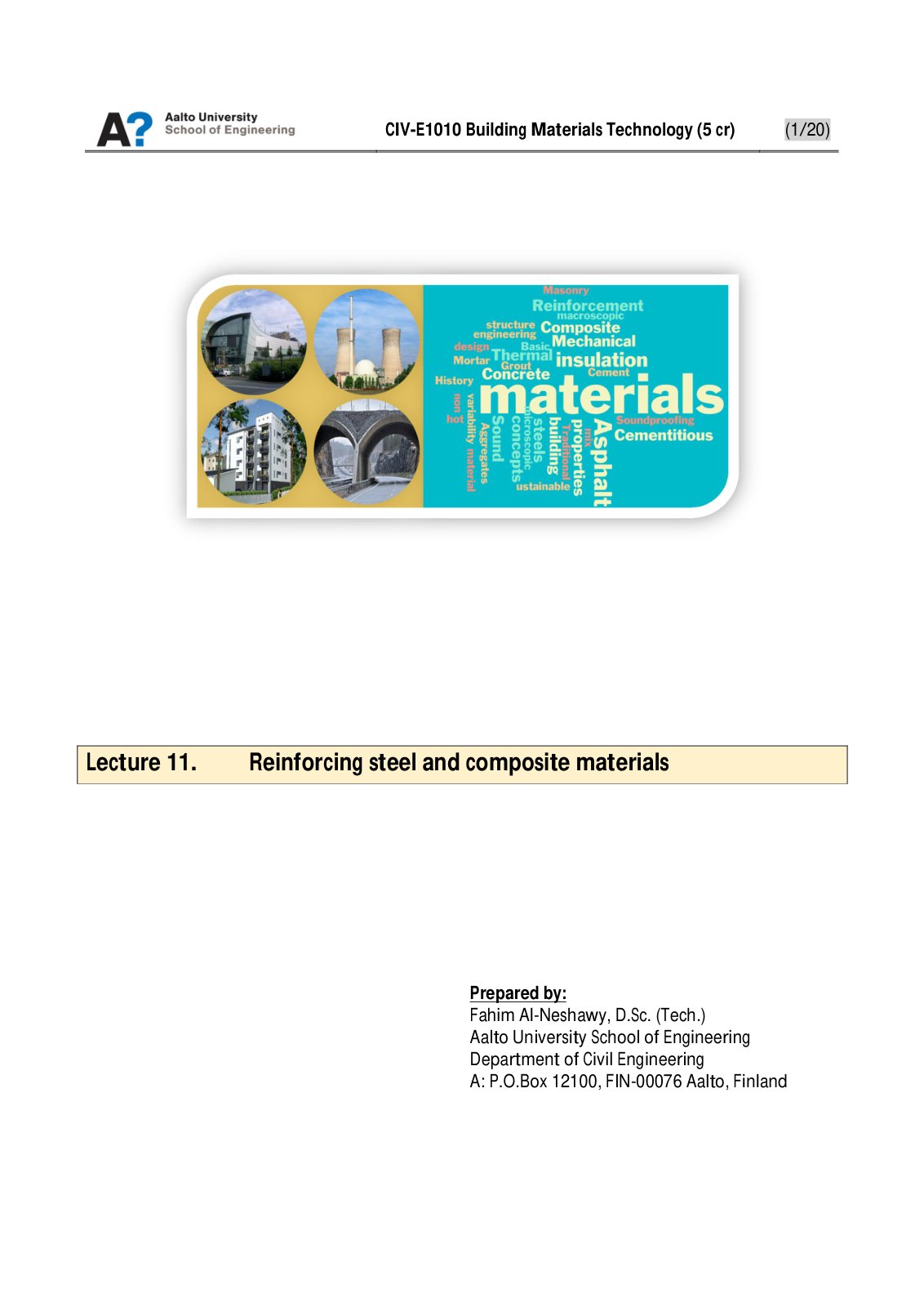 First page of Lec11 Reinforcement and Composites