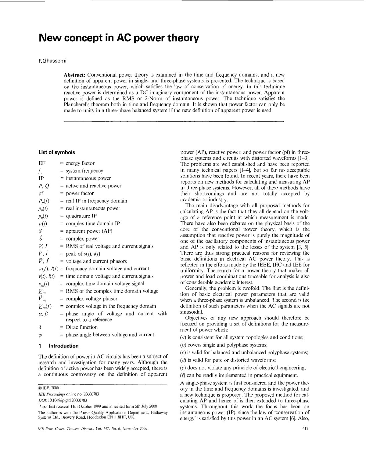 First page of New concept in AC power theory
