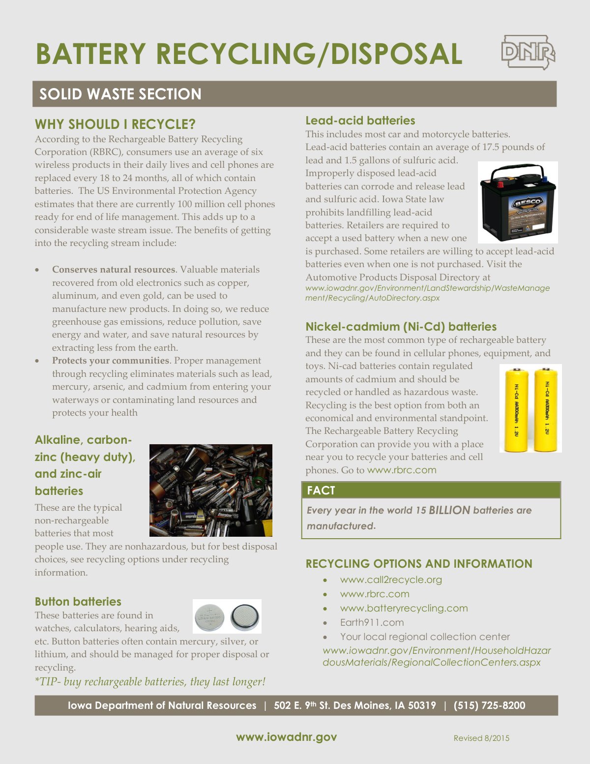 First page of swfact batteries