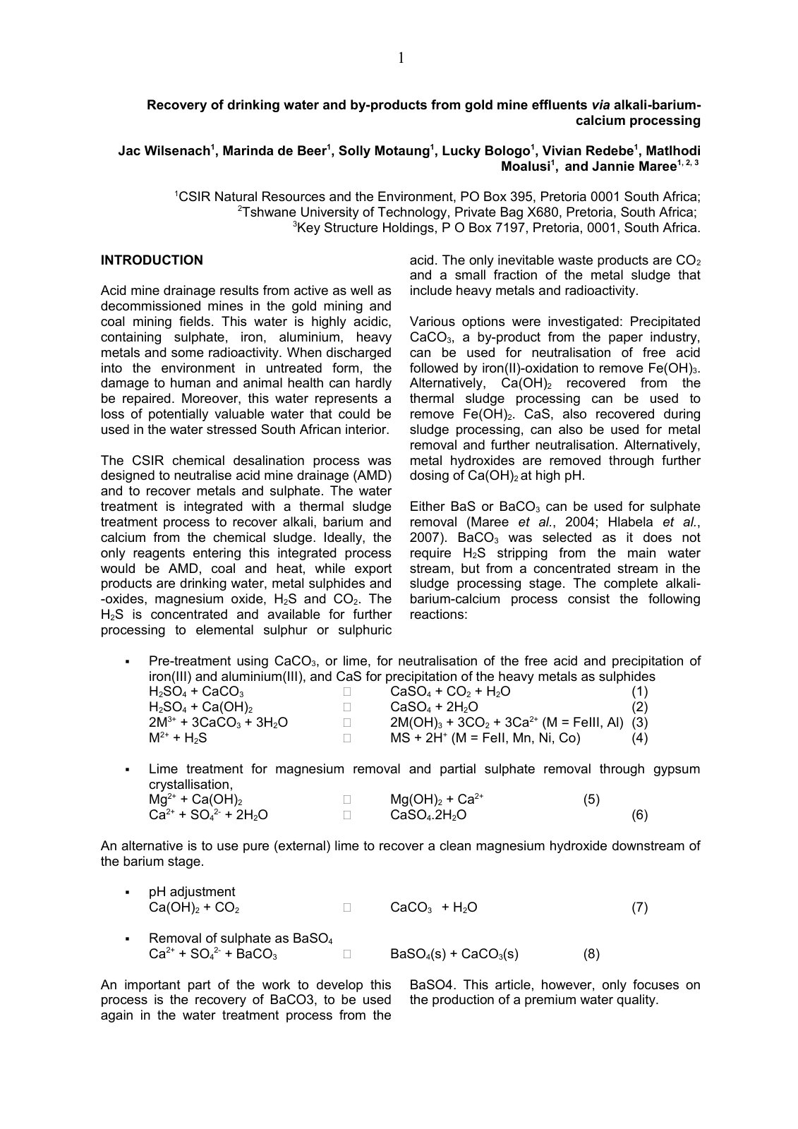 First page of Recovery of Drinking Water and By produc