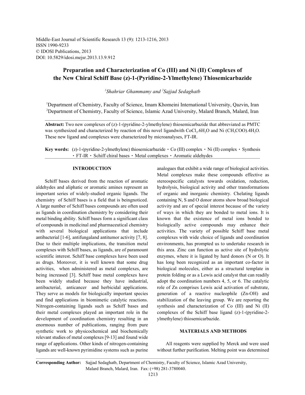 First page of THE SYNTHESIS AND SPECTRAL CHARACTERIZAT