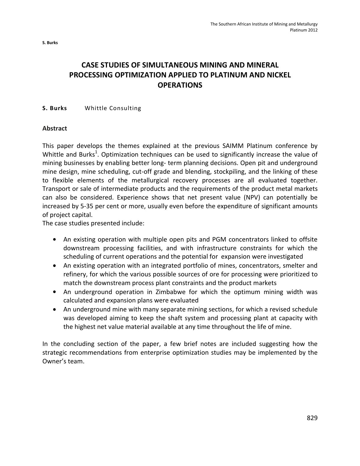 First page of Case studies of simultaneous mining and