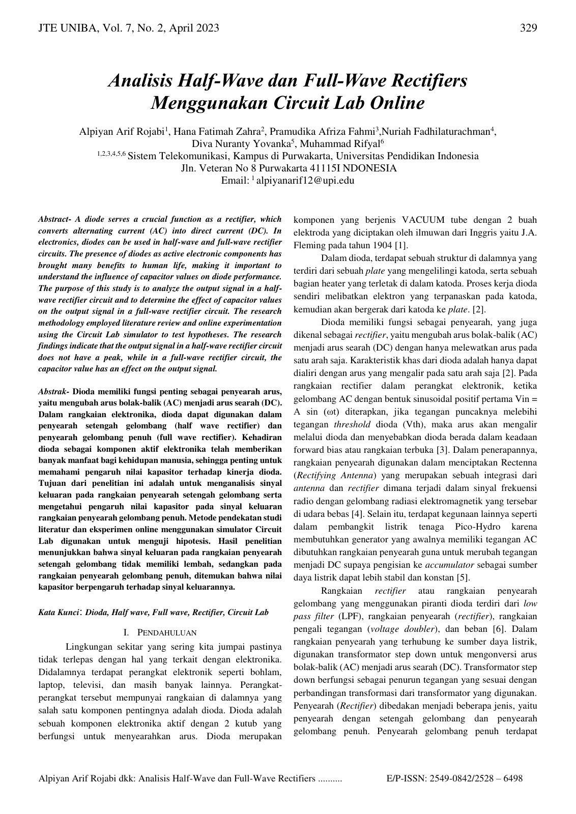 First page of Analisis Half Wave dan Full Wave Rectifi